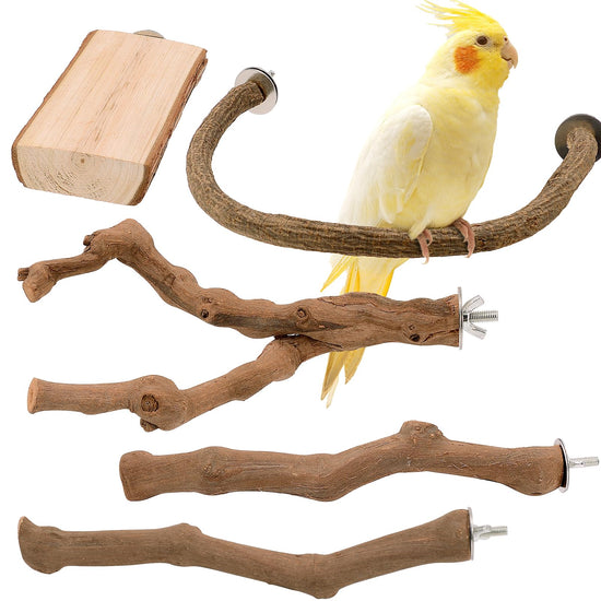 Natural Wood Bird Perch Set, 5-Pack