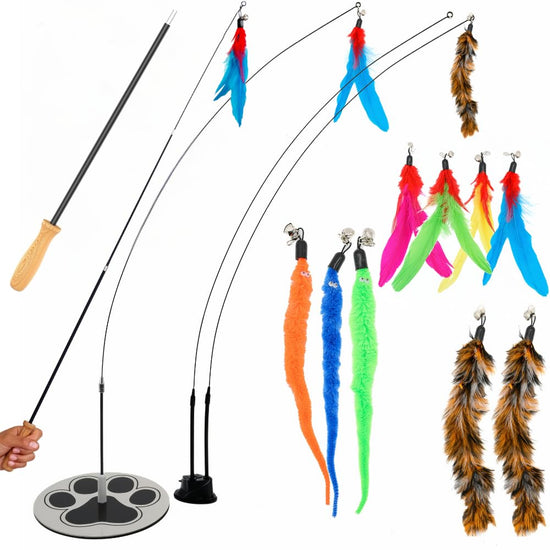 Feather Cat Wand Toy with Suction Cup