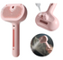 Pink spray pet grooming brush shown from multiple angles with water tank