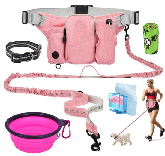 Hands-Free Waist Dog Leash with Treat Pouch
