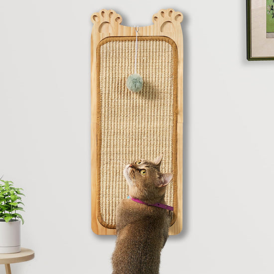 Wall Mounted Sisal Cat Scratcher with Ball Toy