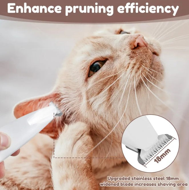 Pets paw trimmer with LED light from Fins, Feathers & Fur, showing the trimmer blade and ergonomic handle for safe pet nail grooming.