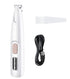 Pets paw trimmer with LED light by Fins, Feathers & Fur, showing a close-up of the device trimming a pet&