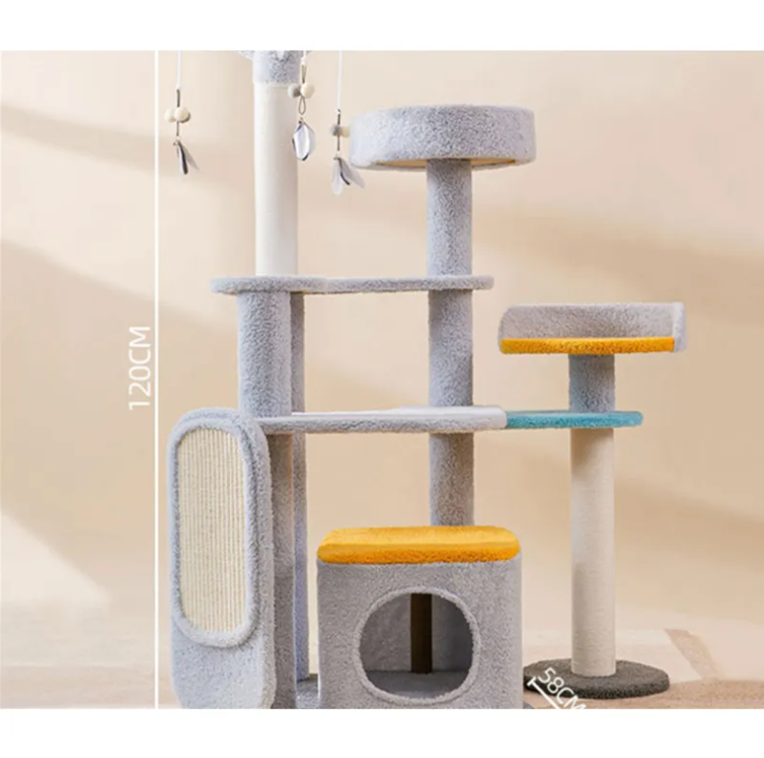 Large cat scratching and jumping platform from My Store, featuring sisal scratching posts and cozy lounging areas for cats.