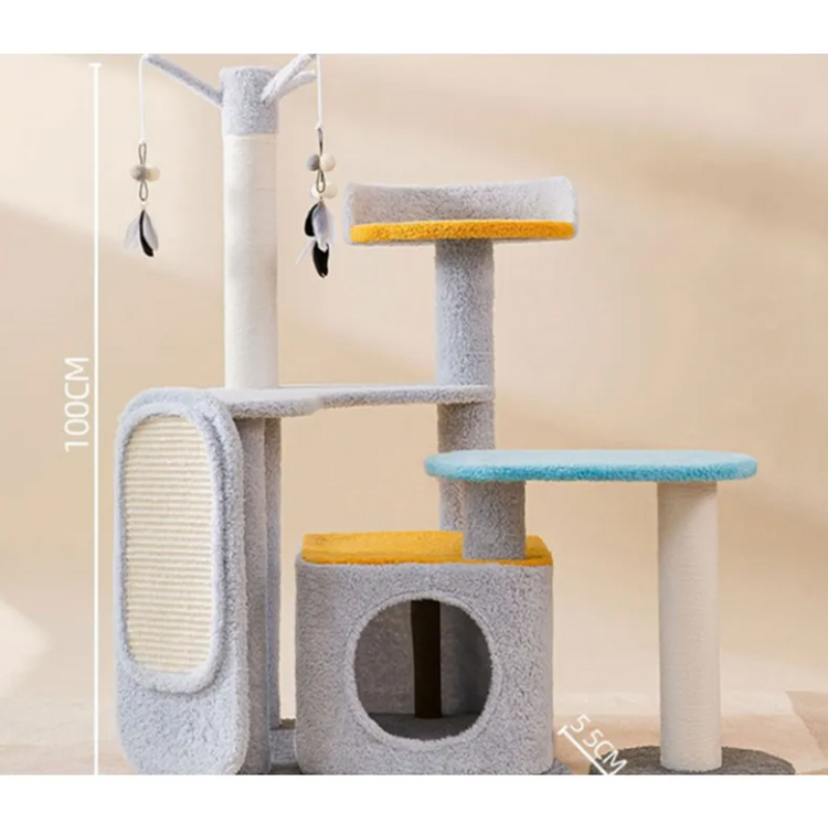 Large cat scratching and jumping platform by My Store, featuring sisal scratching posts and cozy lounging areas for cats.